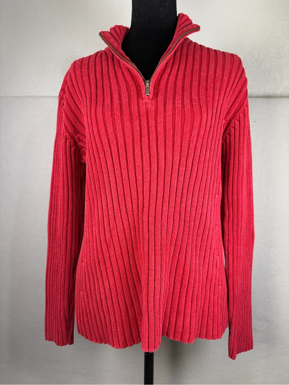 Ralph Lauren Ribbed Half-Zip Turtleneck Sweater - Red